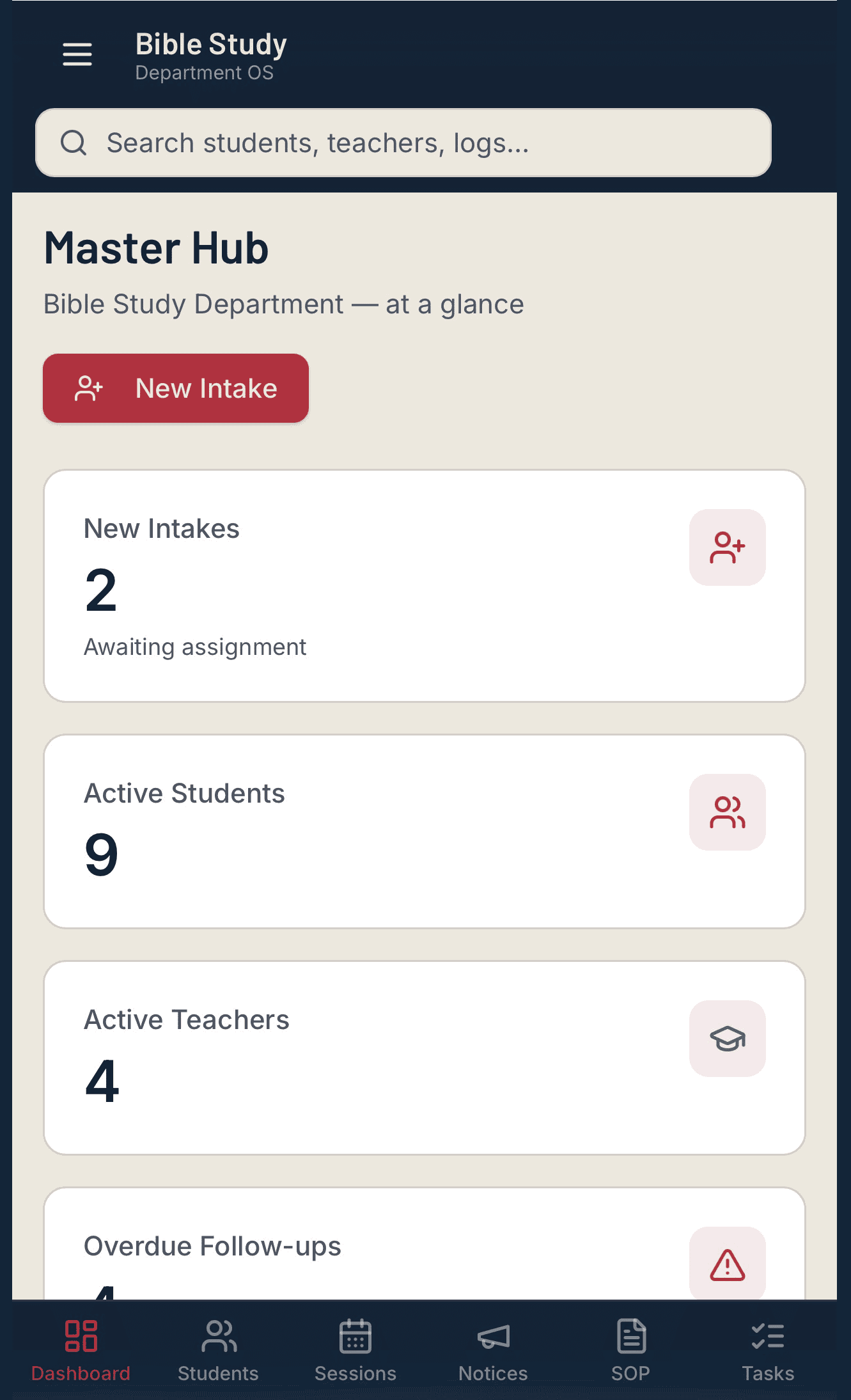 Pathways app dashboard